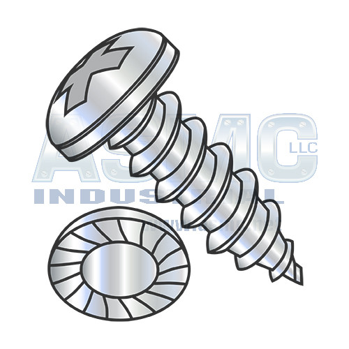 8-18X5/8 Phillips Pan Serrated Self Tapping Screw Type AB Fully Threaded Zinc and Bake