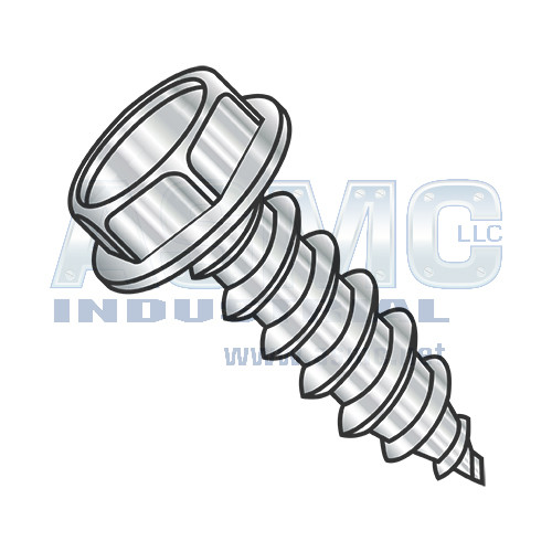 1/4-14X2 1/2 Unslotted Indent Hex Washer Self Tapping Screw Type AB Full Thread 18-8Stainless
