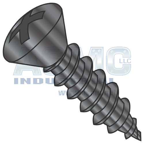 6-18X1 1/2 Phillips Oval Self Tapping Screw Type A Fully Threaded Black Oxide and Oil