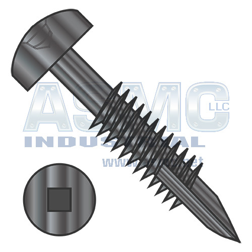 6-20X1 1/4 Square Pan #7Head Face Frame Screw Type17 Fine Thread Partial Thread Black Oxide