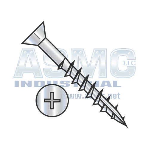 8-11X1/2 Phillips Flat Head w/Nibs Deep Thread Wood Screw Type 17 Full Thread Zinc Bake