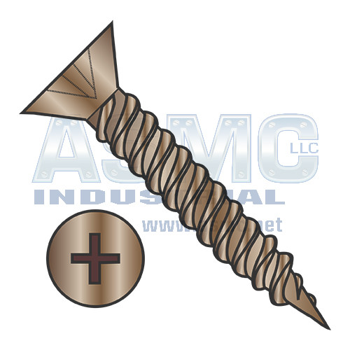 6-18X5/8 Phil Flat Hinge Screw Twinfast Fine Thread Full Thred Steel Antique Brass Finish