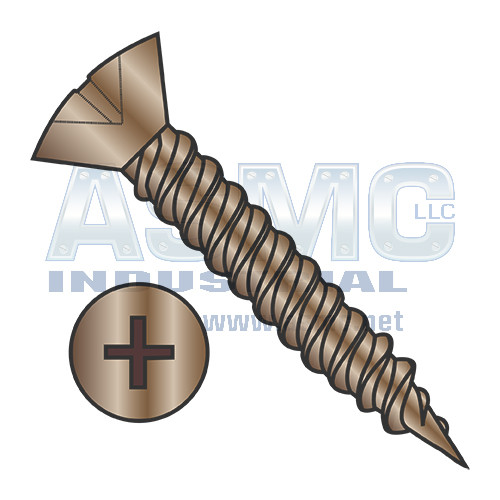 6-18X5/8 Phil Oval Hinge Screw Twinfast Fine Thread Full Thred Steel Antique Brass Finish