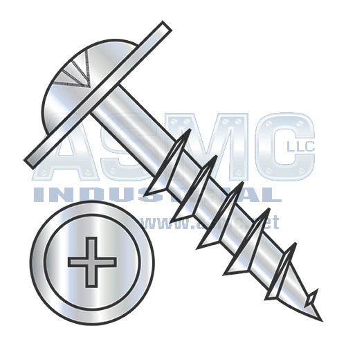 8-11X1 1/8 Phillips #10 Round Washer Head Deep Thread Wood Screw 2/3 Thread Zinc Bake