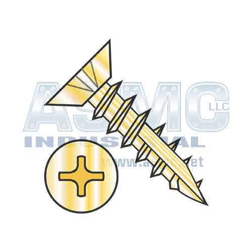 6X1/2 Phil Flat Undercut Hinge Screw Type 17 Full Thread Steel Bright Brass Finish