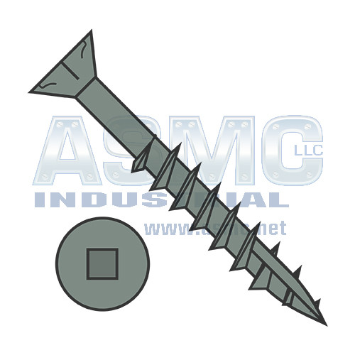 8-8X1 5/8 Square Flat Nibs Deck Screw Type17 2/3 Thread Green Ceramic 1,200HR Salt Spray