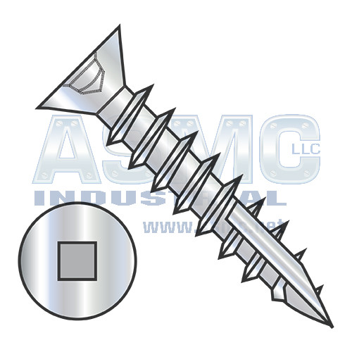 9-10X3/4 #2 Square Drive Flat Head No Nibs Deep Thread Type 17 Full Thread Zinc Bake