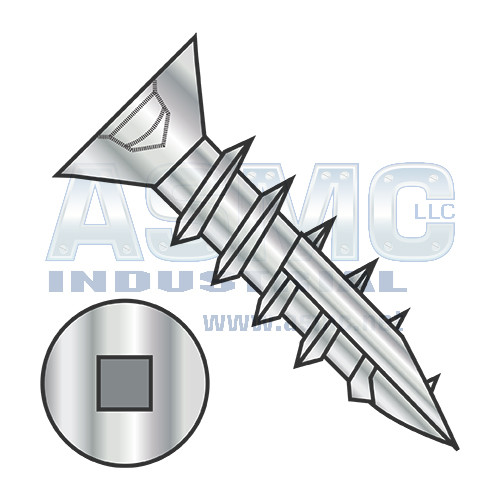 6-13X5/8 #2 Square Drive Flat Head No Nibs Deep Thread Type 17 Full Thread Nickel