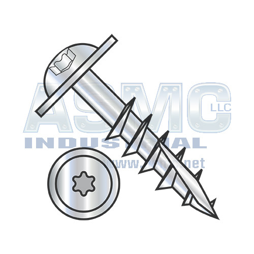 10-9X4 6 Lobe Round Washer Deep Thread Wood Install Scr Long Type17 2/3Thread Zinc Bake