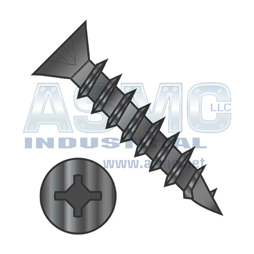 6-13X5/8 Square Phillips Drive Flat Head no Nibs Deep Thread Wood Screw Full Thd Black Ox