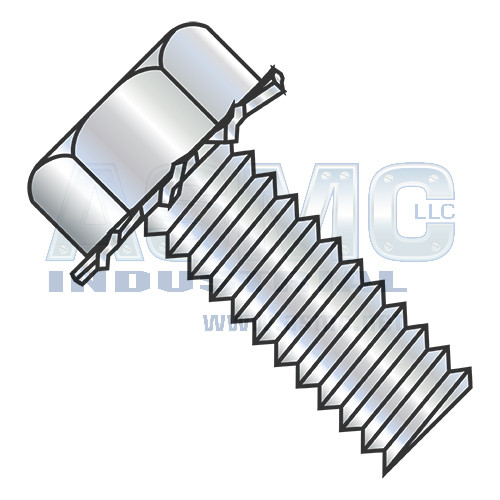 1/4-20X1/2 Unslot Indent Hex Head 7/16 AF External Sems Machine Screw Full Thread Zinc And