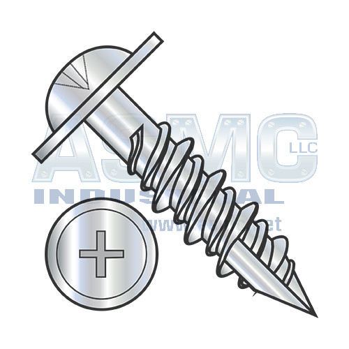 14-12X2 1/2 Phillips Round Washer High Low Install Screw Type 17 2/3 Thread Zinc Bake