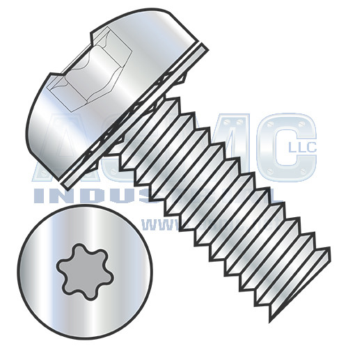 4-40X5/16 Six Lobe Pan Head Internal Tooth Sems Machine Screw Fully Threaded Zinc and Bake