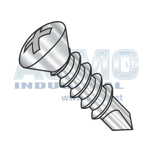 8-18X3/4 Phil Oval Self Drilling Screw Full Thread 410 Stainless Steel