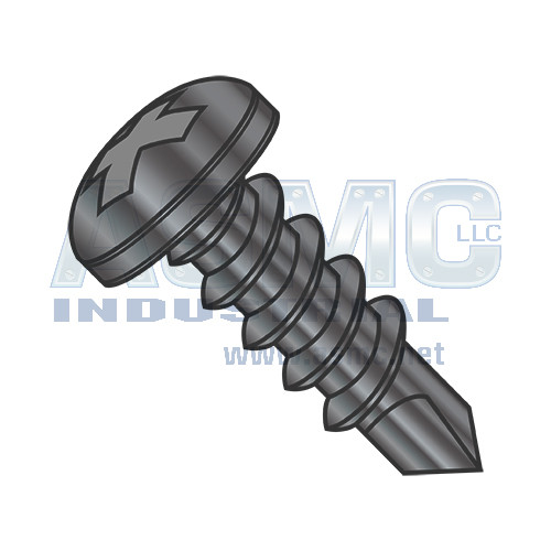 1/4-14X3/4 Phillips Pan Self Drilling Screw Full Thread Black Zinc and Bake