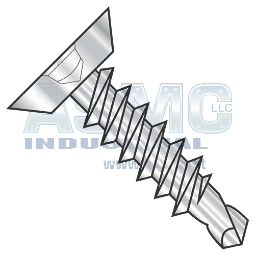 8-18X3/8 Square Drive Flat Undercut Self Drill Screw Full Thread 18 8 Stainless Steel