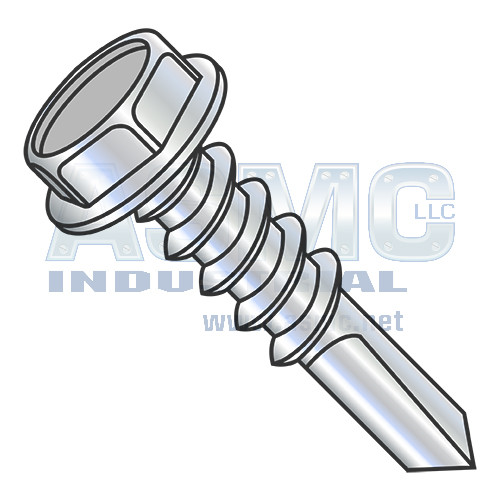1/4-14X8 Unslotted Hex Washer With Number 5 Point Full Thread Self Dril Screw Zinc Bake