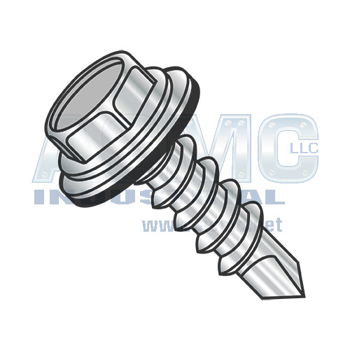 10-16X2 1/2 Unslot Hexwash w/Bond NEO EPDM 18-8Washer Self Drill Scr Full Thrd 410 Stainless