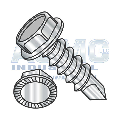 6-20X1/2 Unslotted Hexwasher Serrated Self Drilling Screw Full Thred 18 8 Stainless Steel