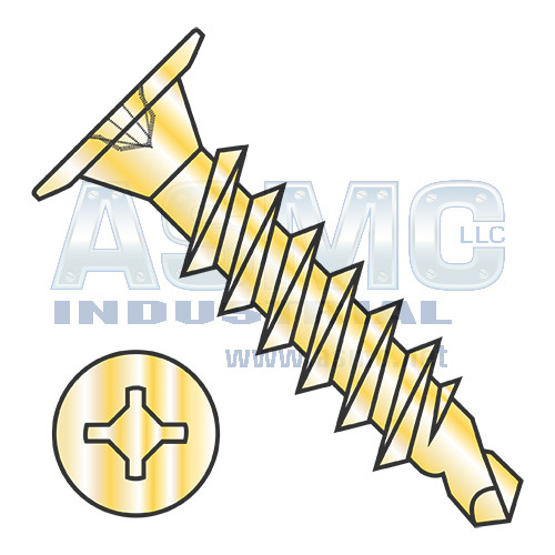 10-16X1 1/4 Square Phil Drive Wafer Head Full Thread Self Drill Screw Zinc Yellow Bake
