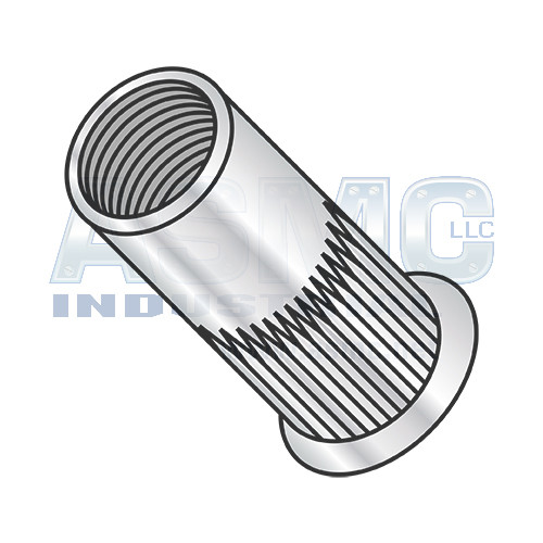 1/4-28-.260 Small Head Ribbed Threaded Insert Rivet Nut Aluminum Cleaned and Polished