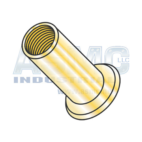 10-24-.180 Flat Head Threaded Insert Rivet Nut Steel Zinc Yellow Dichromate NON-RIBBED