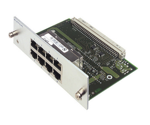 M1-8TP-RJ45 media module featuring eight RJ45 ports on a circuit board.