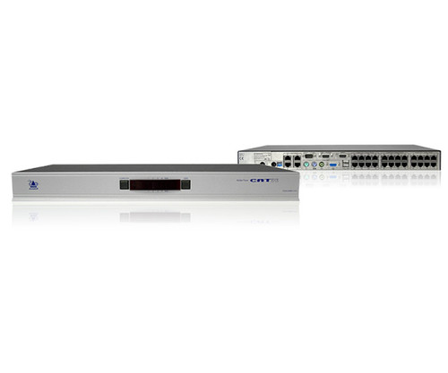 Front and rear views of the AVX4016-US CATx KVM Switch.