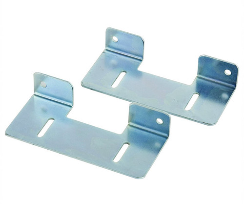 Two metal mounting brackets with pre-drilled slotted holes and upright tabs.