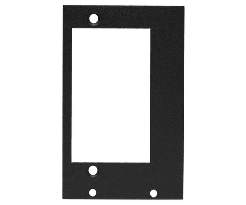 Black rectangular metal faceplate with a large center cutout and multiple mounting holes.
