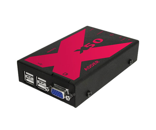 Adder X50 KVM extender featuring a VGA port and two USB ports.