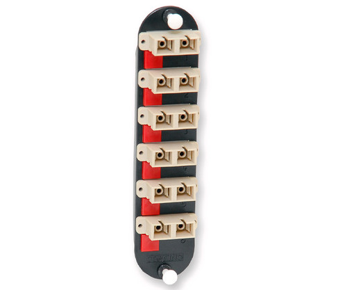 A CCH-CP12-91 fiber optic adapter panel with six beige duplex SC connectors.
