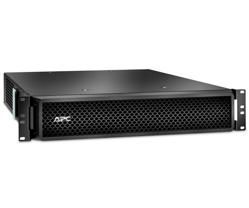 An APC rackmount UPS with a black mesh front panel.
