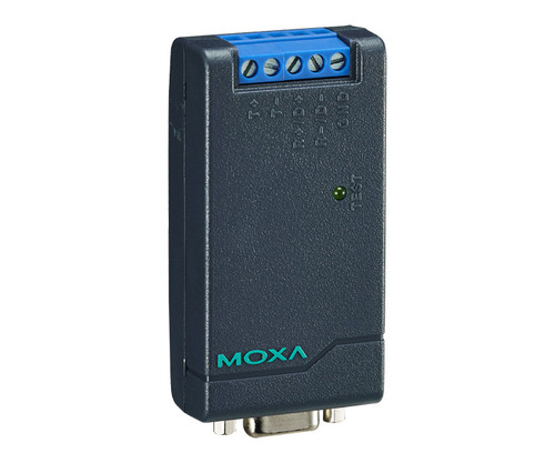 TCC-80I Converter with MOXA logo, terminal block, and RS-422/485 serial ports.