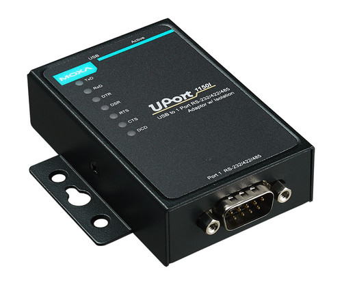 Moxa UPort 1150i USB to 1-port RS-232/422/485 serial converter with isolation.