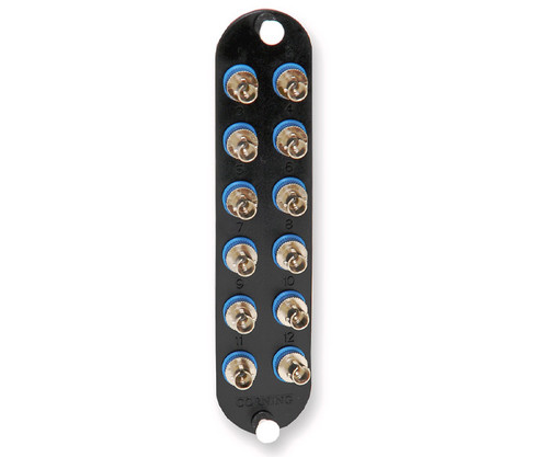 CCH-CP12-19T patch panel insert with 12 numbered fiber optic ports.