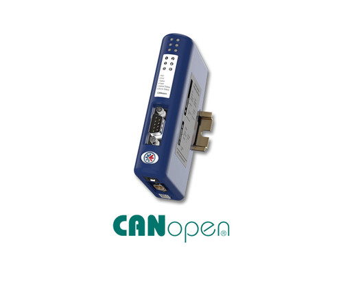AB7003 Anybus Gateway device with a CANopen logo below it.