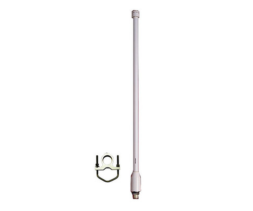 An AA20Ea antenna with its included metal mounting bracket.