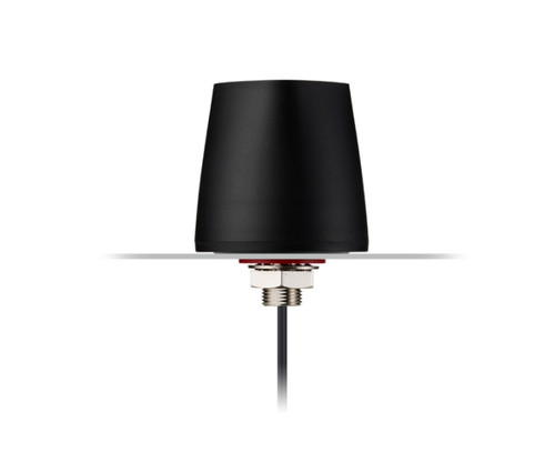 Olympian II 5G/4G antenna mounted through a surface with threaded base and cable.