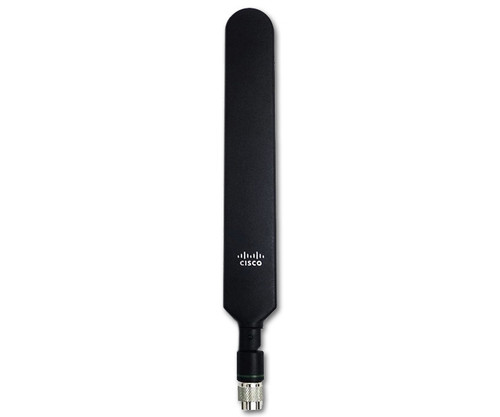 Cisco 4G LTE antenna with a black, flat, paddle-shaped design and connector.