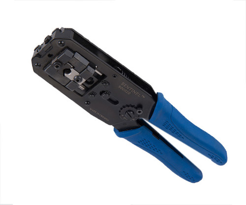 A Sentinel 900020 CAT 6 Crimp Tool with blue handles.