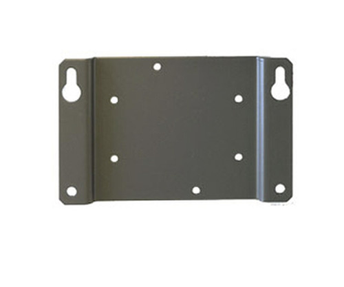 Gray metal mounting bracket with keyhole slots and screw holes.