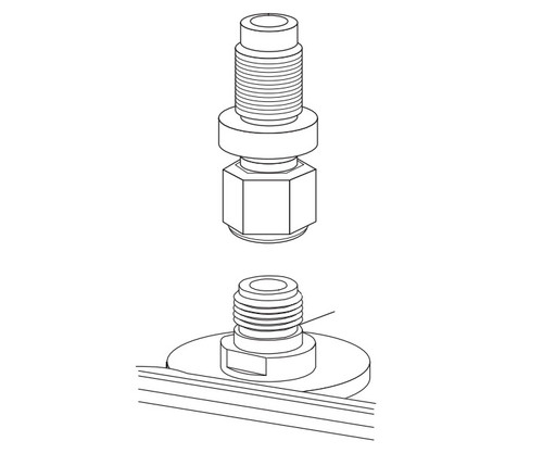 Line drawing of a lightning arrestor, showing its threaded components separated.