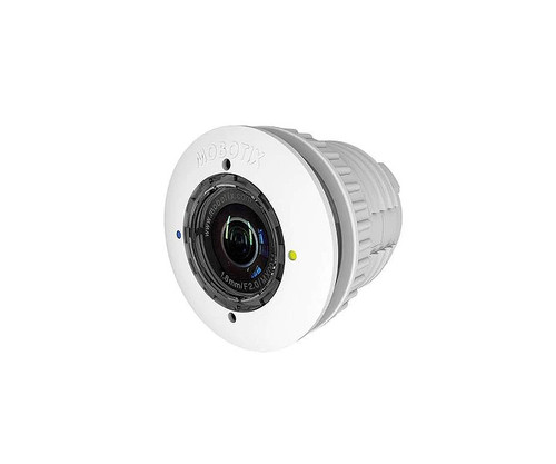 MOBOTIX brand white cylindrical camera sensor module with lens.
