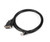 A black console cable with a DB9 serial connector and an RJ45 connector.