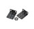 Two black rackmount ears with mounting screws for network equipment.