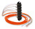 A fiber optic patch panel with connected multi-colored pigtail cables and protective caps.