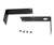 Two black metal rackmount brackets and four small screws.
