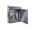 Stainless steel Rittal Hygienic Design HD compact enclosure with open door and internal components.
