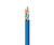 Blue Ethernet cable with four pairs of twisted copper wires exposed at the top.